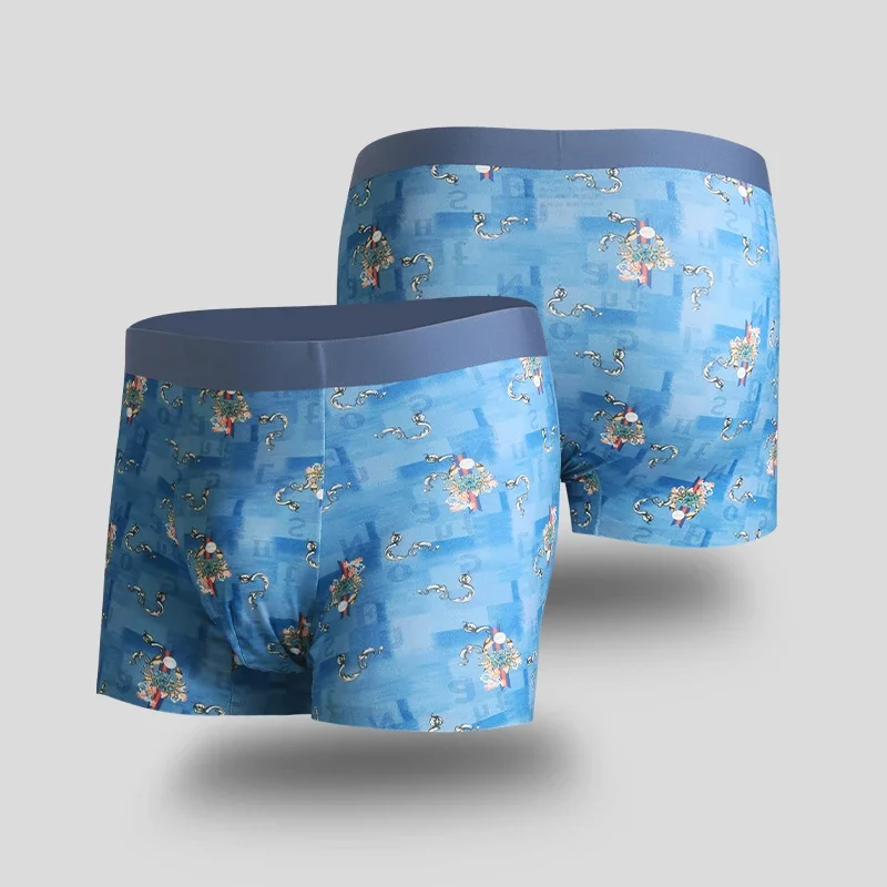 

5PCS Men's seamless underwear, breathable and antibacterial quad-angled underwear, summer thin men's boxer shorts