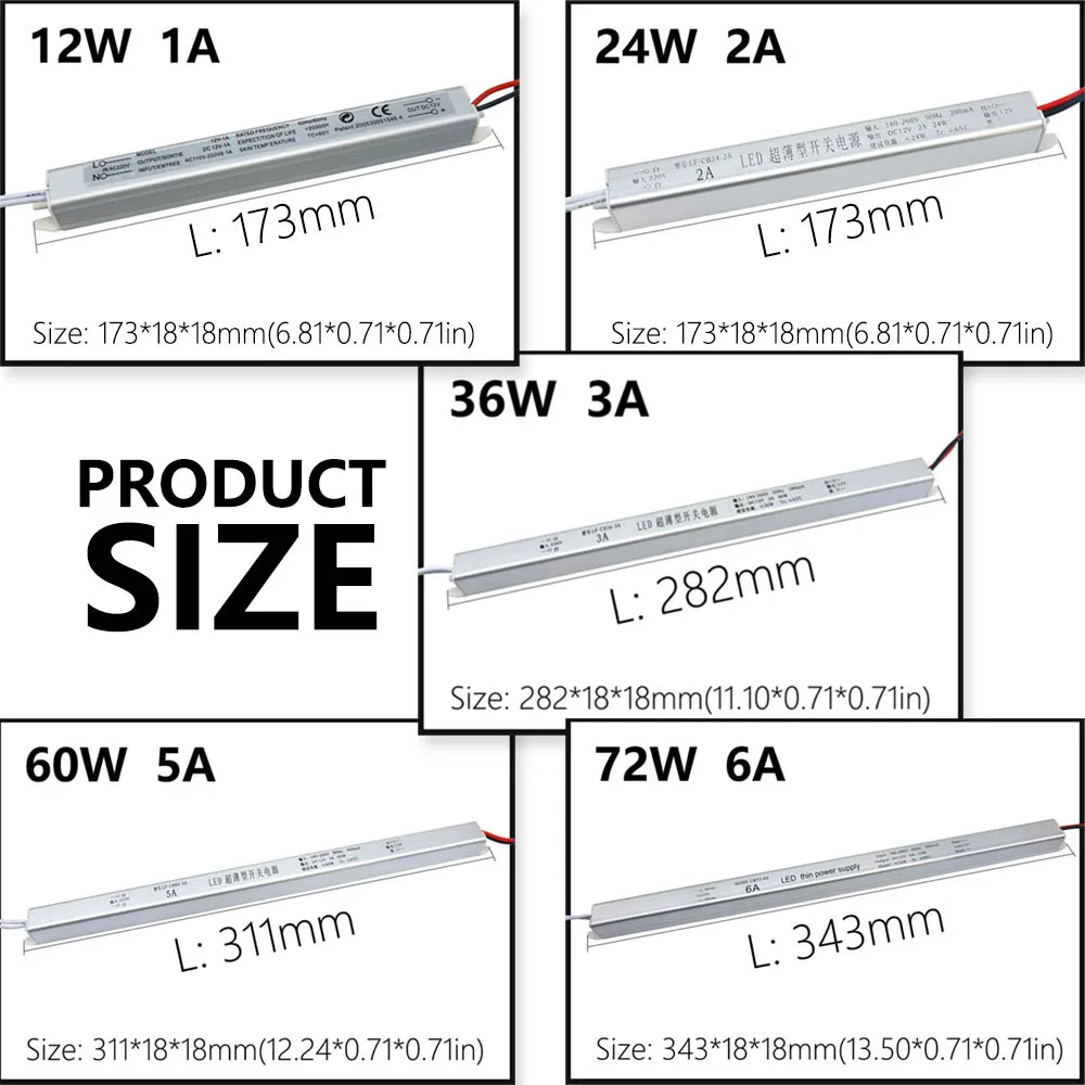 DC12V Constant Voltage Power Supplies Input AC220V LED Lighting Transformer Output 1A 2A 3A 5A 6A Constant Current LED Driver