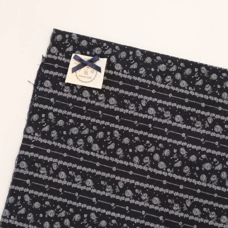Black Cotton Brushed Fabric Rose Pattern Handmade Skirts DIY Sewing Fabric Soft All Cotton Material for Crafting