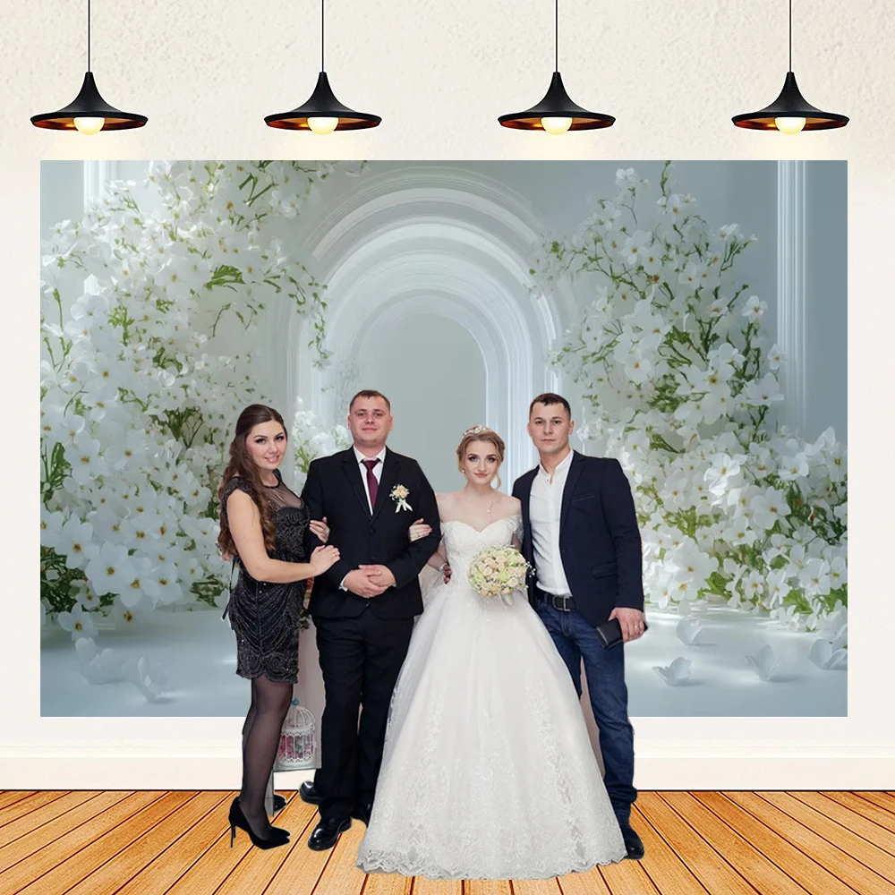 Floral Flower Romantic Wedding Arch Birthday Wedding Backdrop Girl Women Adult Art Portrait Photography Poster Wall Photo Studio
