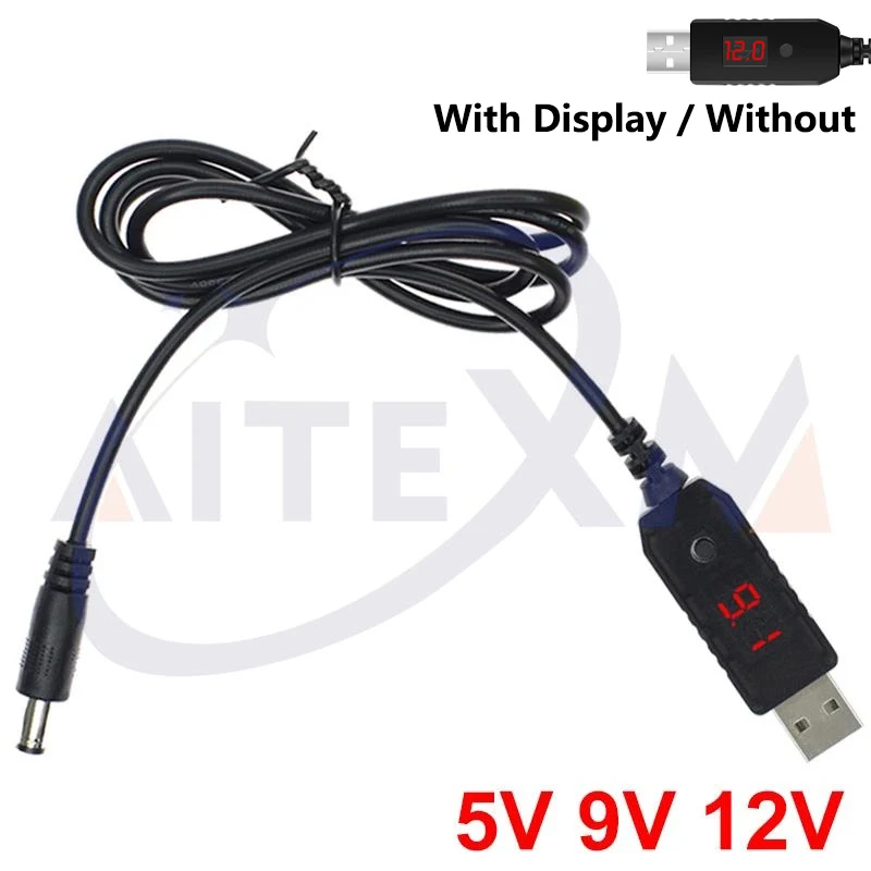 

USB Power Boost Line DC 5V To DV 9V / 12V Step Up Module 1M USB Converter Adapter Cable 2.1x5.5mm Plug for Arduino WIFI