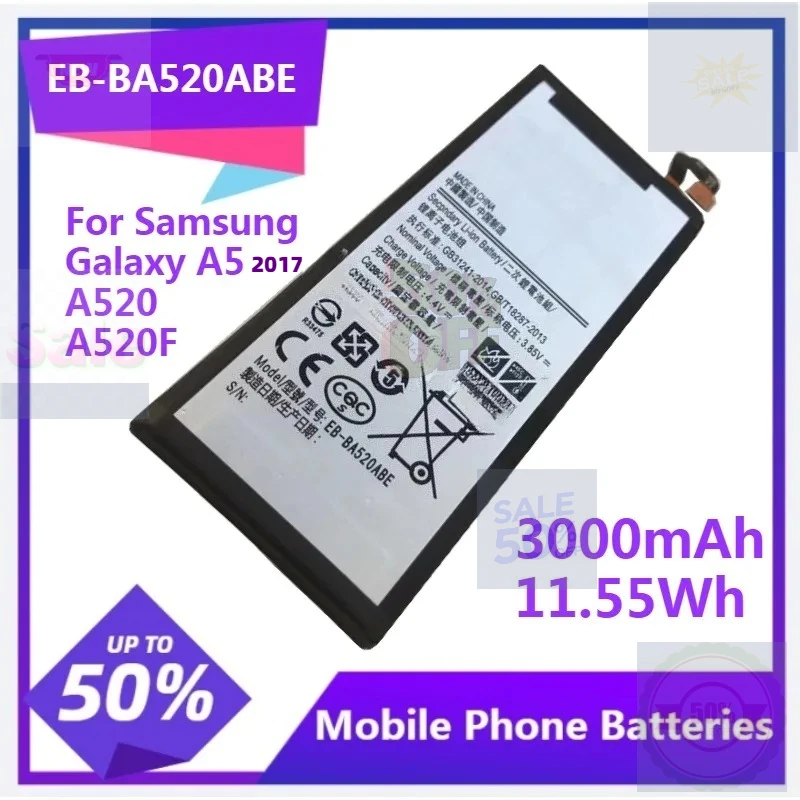 

3000mAh / 11.55Wh EB-BA520ABE Replacement Battery for Samsung Galaxy A5 2017 A520 A520F SM-A520F Mobile Phone