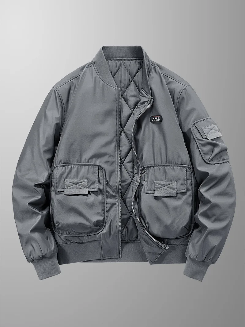 

Autumn and winter new leisure pilot double-sided cotton jacket men plus cotton thickened windproof baseball Trend jacket