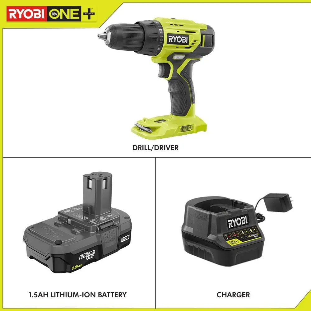 P215K 18-Volt One+ Lithium-Ion Cordless 1/2 In. Drill/Driver Kit With (1) 1.5 Ah Battery And 18-Volt Charger