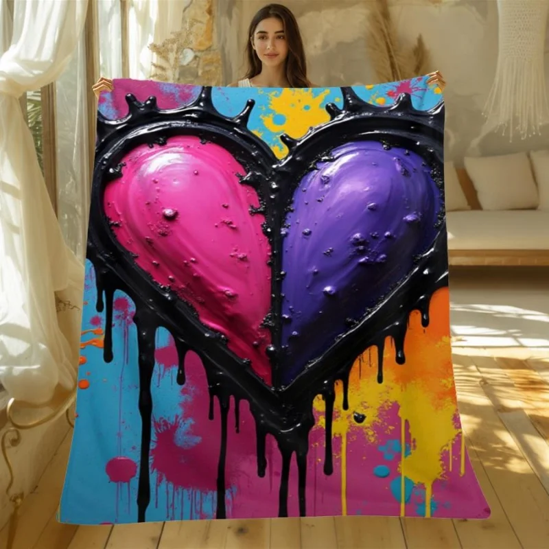 Romantic Red Rose Glowing Heart Bokeh Valentine Flannel Throw Blanket, Love Rose Wedding Anniversary Blanket for Couple Gift
