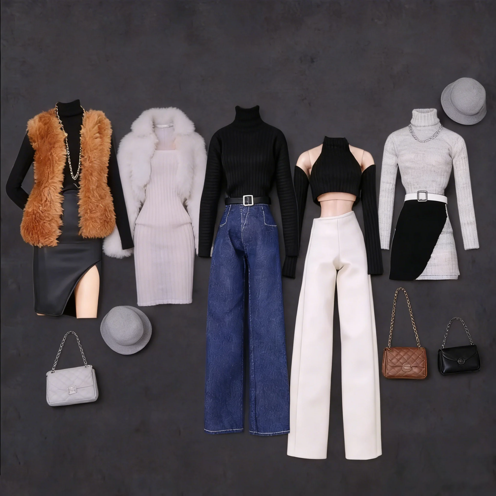 

Clothing set / long sleeve sweater pant coat bag necklace shoes / doll accessories for 30cm xinyi Fr ST blythe BB doll