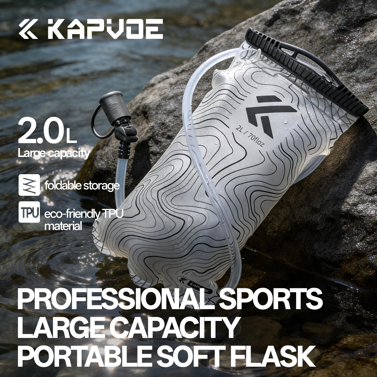 

Kapvoe New 2L Large Capacity Leakproof Durable Foldable Folding Soft Portable Cycling Outdoor Sports Water Bottle Water Cup