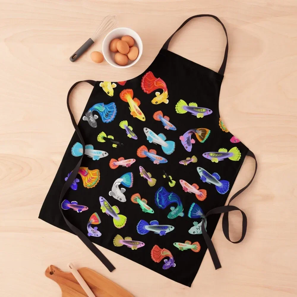 Guppy Addict Apron for women with pocket cook wear custom women's kitchen For Women Kitchen Apron