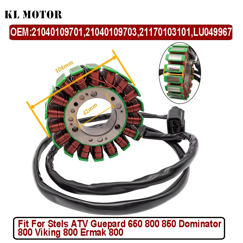 

Magneto Stator Coil Assembly for Stels ATV Guepard 650 800 850 Dominator 800 Wolverine 800 Viking 800 Ermak 800 LU093873 291.9.1