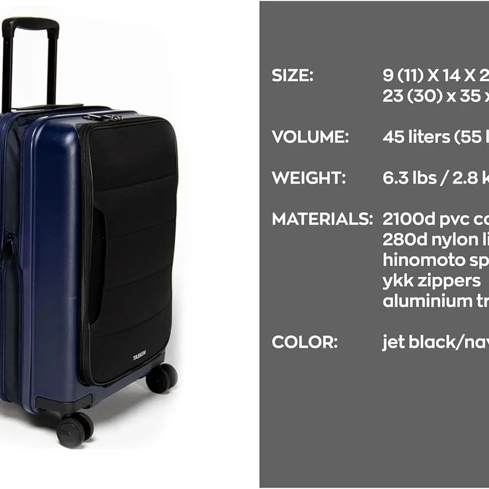 Bagagem de mão híbrida avançada com girador de 4 rodas - 22 polegadas, azul e preto