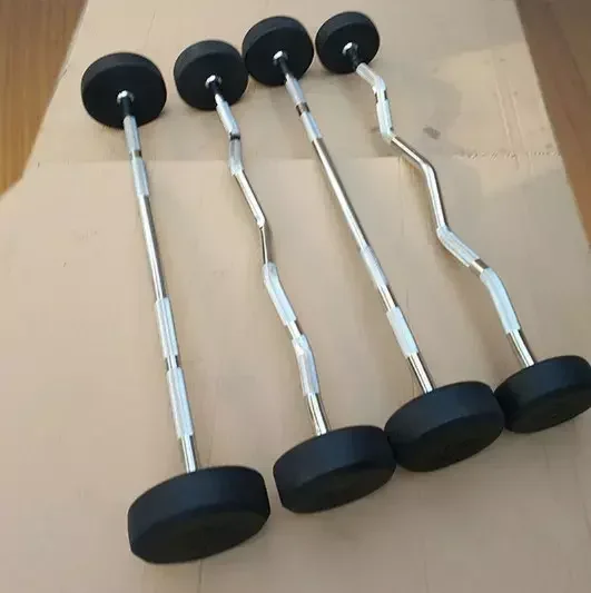 Fixed barbell round Weight Lifting Rubber Coated Curl fixed Bar Barbell Set high quality wholesale