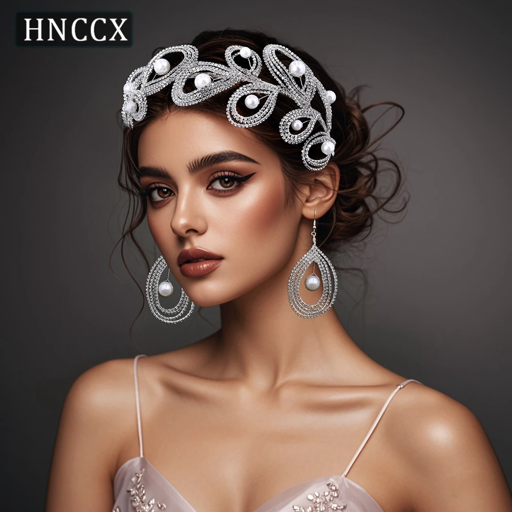 

HNCCX Rhinestone Pearl Handmade Hair Band Bride Hair Accessories Bridal Hair Hoop Shining Bridesmaid Headwear For Party CP649 ﻿