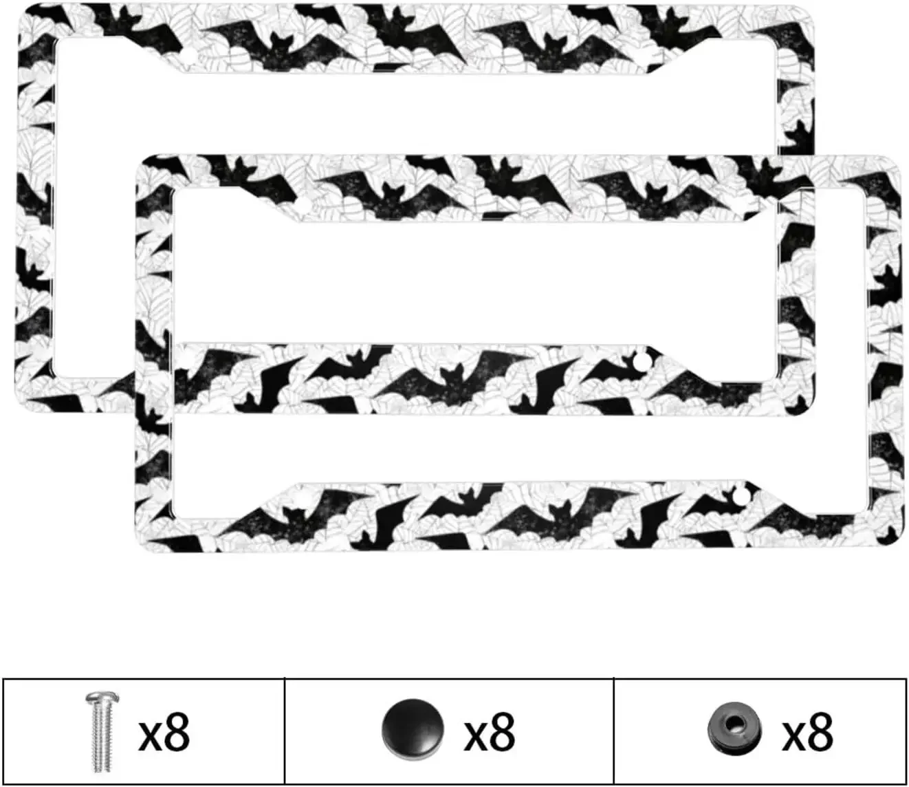 Halloween Bats Pattern Car License Plate Frame 2 Pack License Plate Holder with 4 Holes Car Tag Frame for Women Men US Vehicles