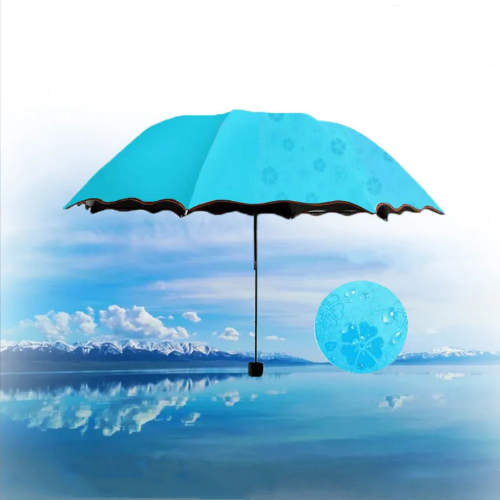 Magic Folding Umbrella with Rainwater Pattern Windproof and Sunshade Umbrella Outdoor Sports UV Protection Umbrella