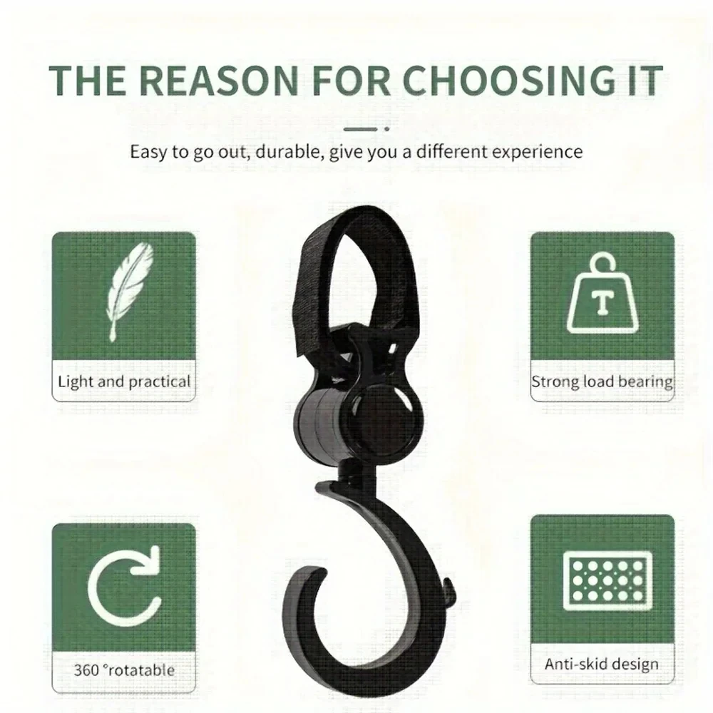 Ganchos para cochecito de bebé, accesorios para cochecito, ganchos giratorios de 360 grados para colgar, 2 uds.