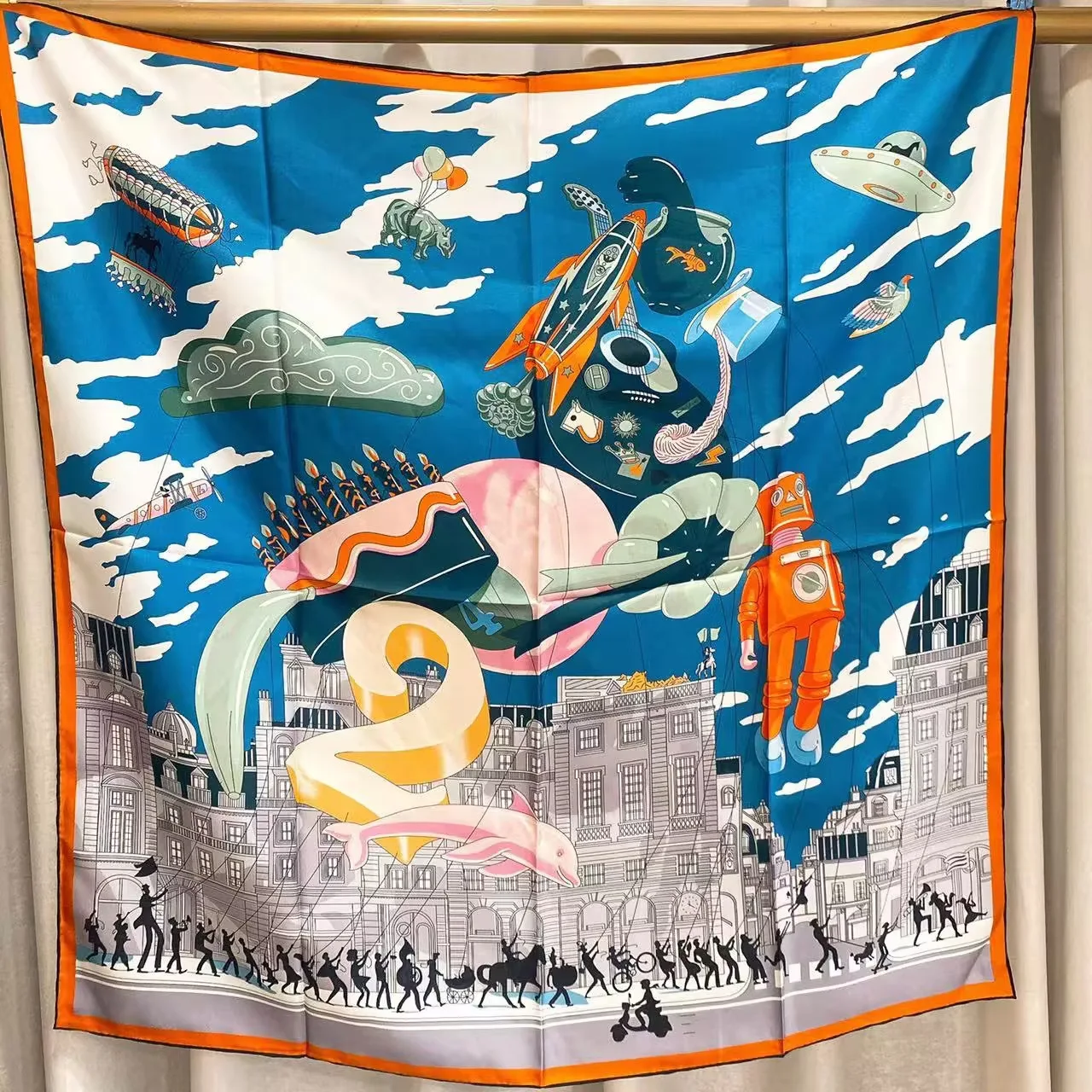 

Twill Silk Scarf 90CM Hand Rolled Edges Shawls Head Bag Scarves Luxury Designers Christmas Lover Gift Lady Clothing Accessories