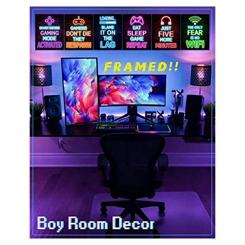 6Piece Video Gamer Room Decor Teenage Boy Room Decor For Gaming Wall Art Gaming Room Decor