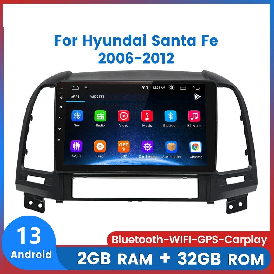 

Автомагнитола Carplay на Android 13 для Hyundai Santa Fe 2 2006-2012, мультимедийный плеер с GPS-навигацией, автомагнитола на Android 2DIN, Авторадио 6 + 128