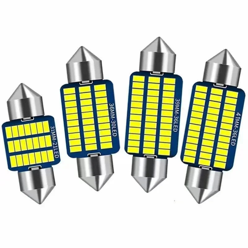 2PCS Car Interior Reading LED Light, C5W C10W 4014 Chips Canbus White Dome Lamp 31-41MM for Reading & Map Light 12V