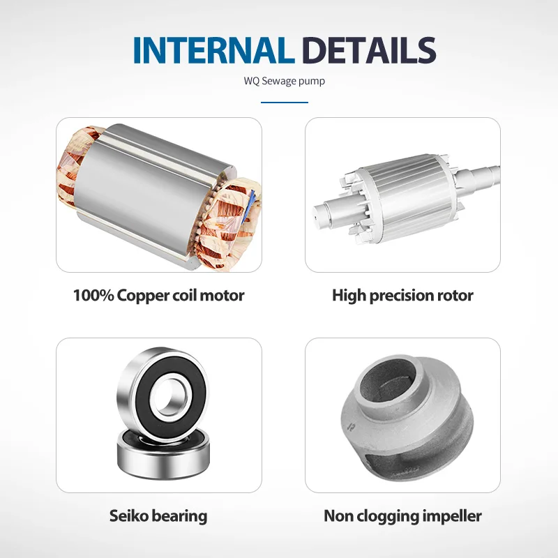 مضخة الطين المطين أفضل نوعية مضخات مياه الصرف الصحي الغاطسة Wq مضخة مياه الصرف الصحي غير انسداد للمياه القذرة