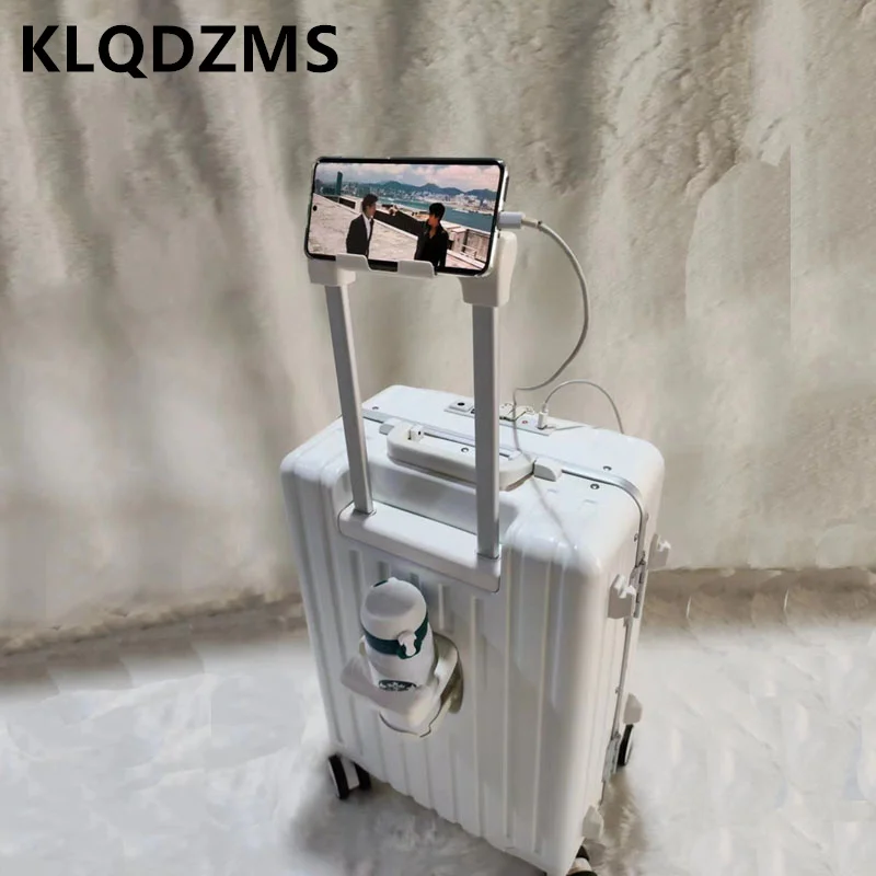 KLQDZMS-Valise d'embarquement pour étudiant, cadre en aluminium, ABS + PC, 20 ", 24", ouverture avant, valise à roulettes pour ordinateur portable, bagage à main