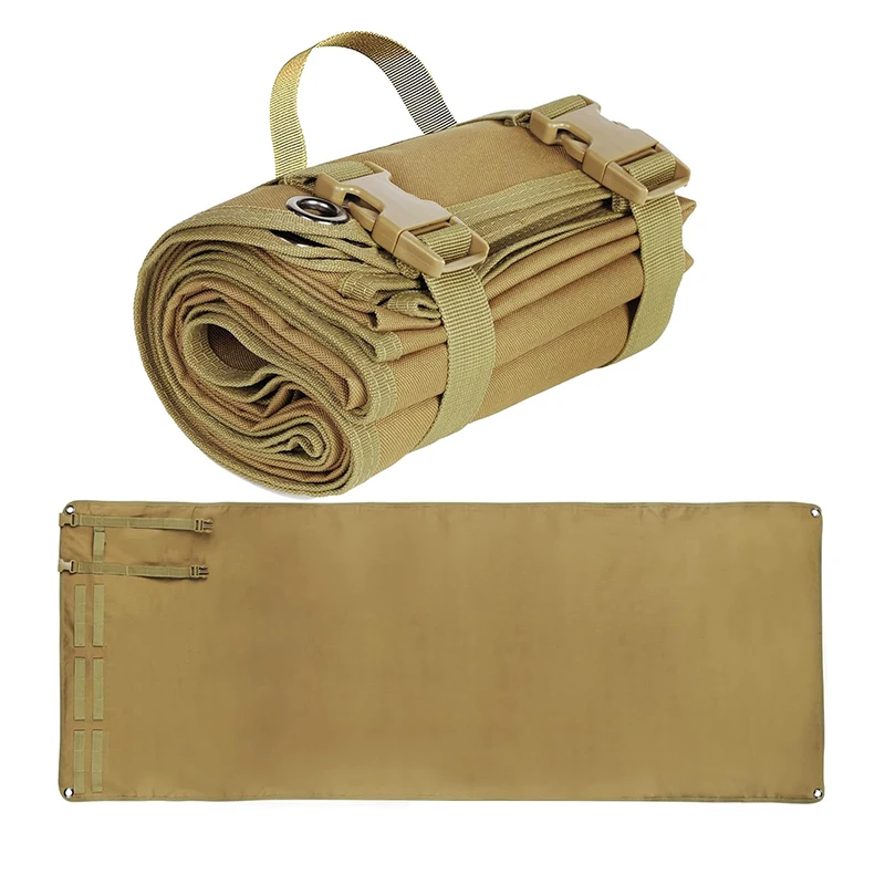 Waterproof Double Sided Tactical Mat Foldable Shooting Pad 200x75cm with MOLLE Webbing for Camping Field Training