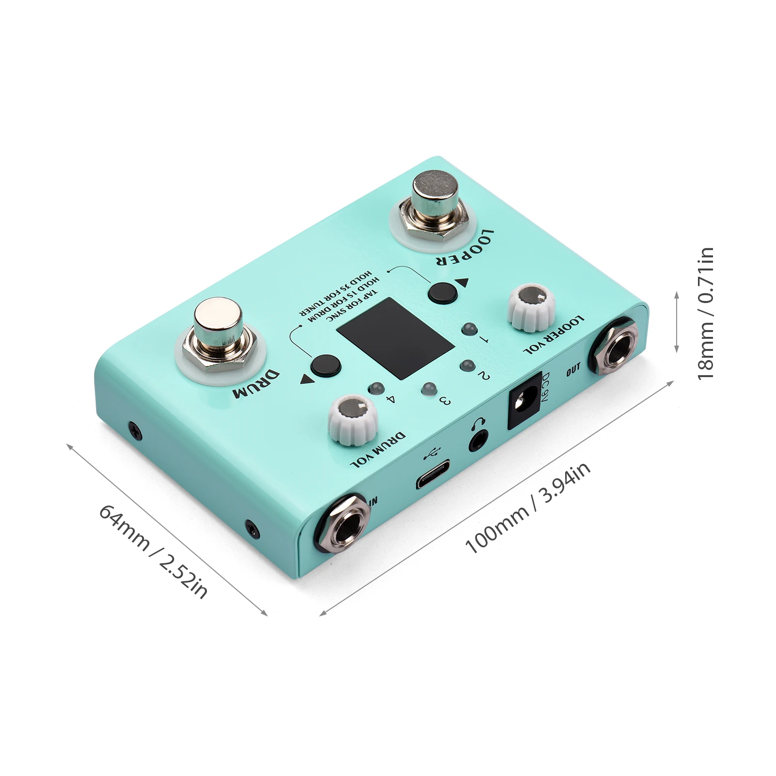 M-vave Lost Tempo Drum Machines Looper Pedal incorporado 30 tambores 11 minutos de tiempo de recificación sintonizador de alta precisión Pedal de efecto de guitarra