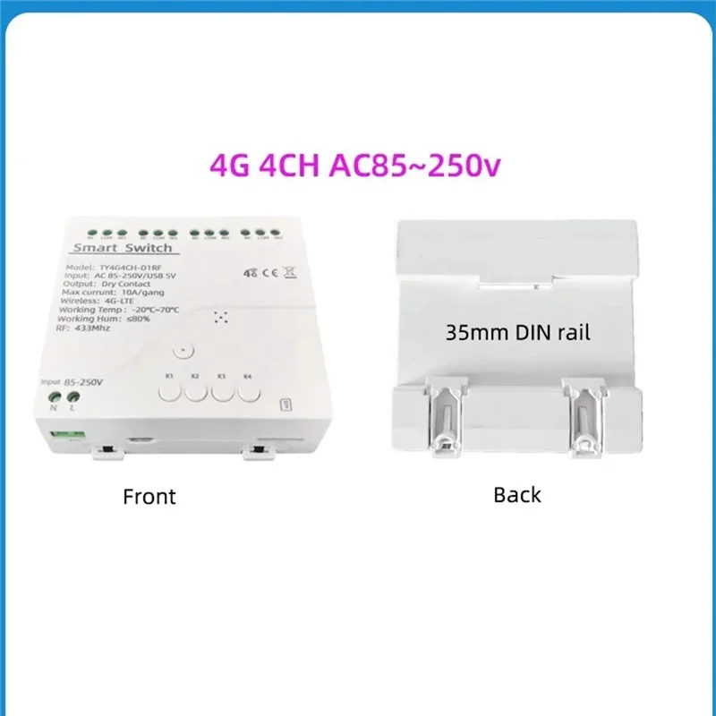 

Y43A-Tuya Smart Switch 4G LTE реле с RF 433 МГц умный GSM переключатель приложение беспроводное управление 4G 4CH удаление контроллера