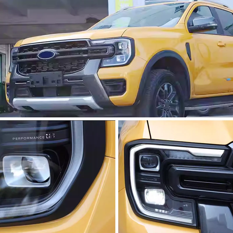 Car Head Lamp Light Cover Fit For Ford Ranger WILDTRAK T9 2022 2023 2024 ABS Matte Black Headlight Decorative Frame Accessories