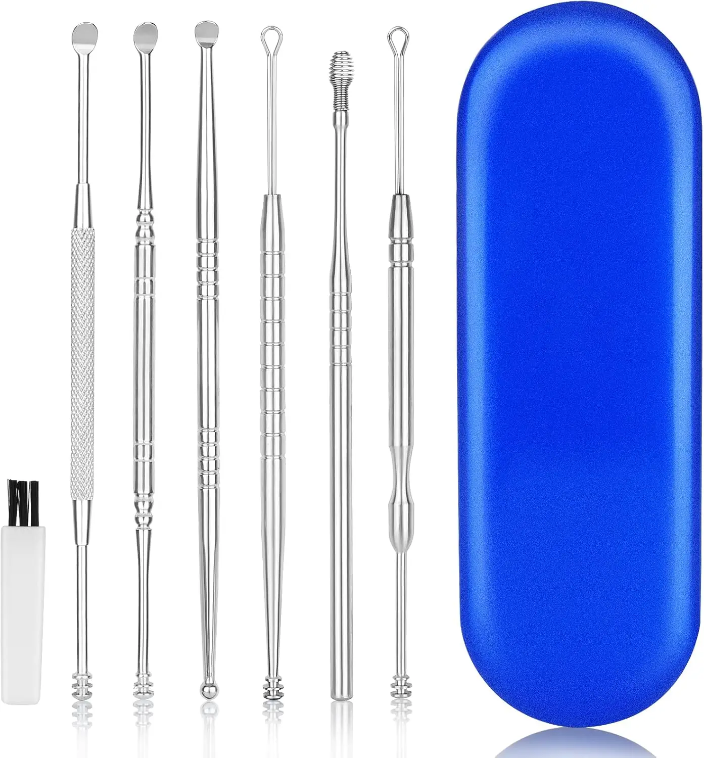

6-in-1 Ear Wax Removal Kit, Stainless Steel Ear Cleaner Set with Brush & Case