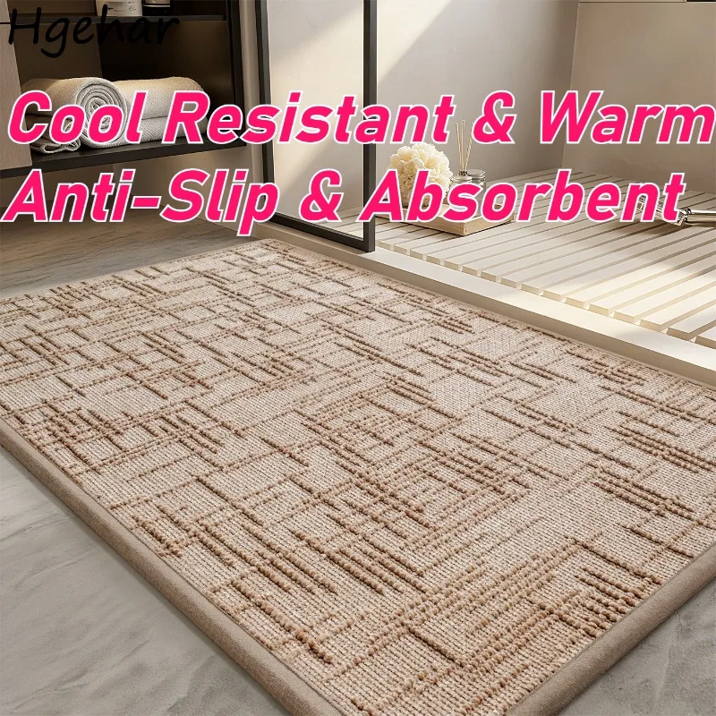 

Bath Mats Simple Geometric Patterns Loop Fleece for Bathroom Anti-slip Floor Toilet Absorbent Pads Quick-drying Carpet Wholesale
