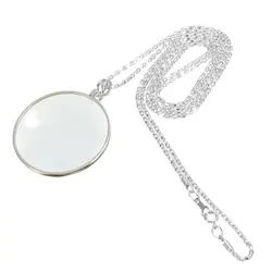 Collana con ciondolo con lente d'ingrandimento Vintage 5X lente d'ingrandimento per gioielli con lente da 42mm catena da 45cm per lettura da donna anziano