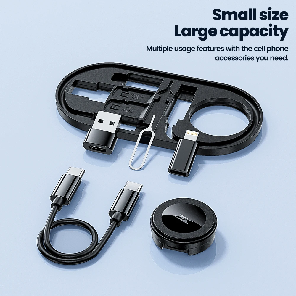 Toocki Type C Cable Multi-Functional Organizer With Set Watch Wireless Charger OTG Cable Kit Micro USB Type C Lighting Adapter