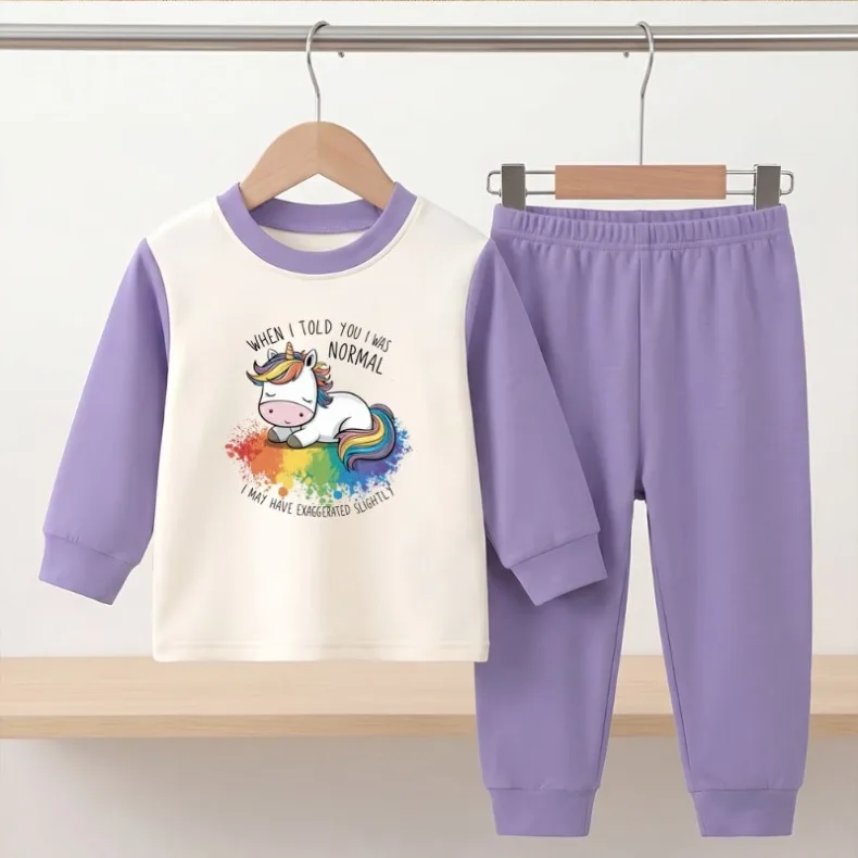 Herbst-Winter Langarm-Unterwäsche-Sets für Kinder, O-Ausschnitt, Weiche Schlafanzüge für Jungen und Mädchen, Verdickte Warme Pyjama-Sets – Detail 5