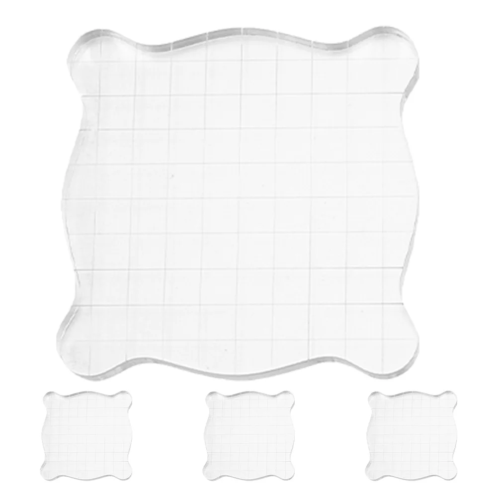 

4Pcs Acrylic Stamp Block Transparent Stamping Platform for Craft Projects Grid Lines Precision Positioning Scrapbooking Supplies