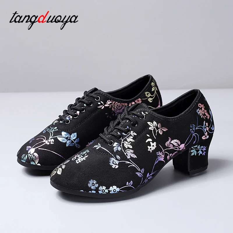 New Latin Dance Shoes Tango Salsa Girls Woman Adult Modern Ballroom Dance Shoes Teacher Shoes 3.5/5cm Oxford Sneakers