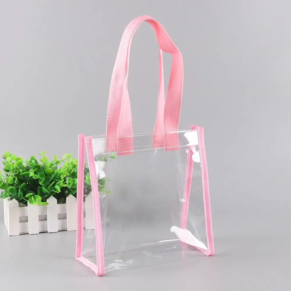 

New PVC Clear Tote Bag Transparent Large Capacity Cosmetics Shopping Bag Car Sewn Plastic Jelly Bag
