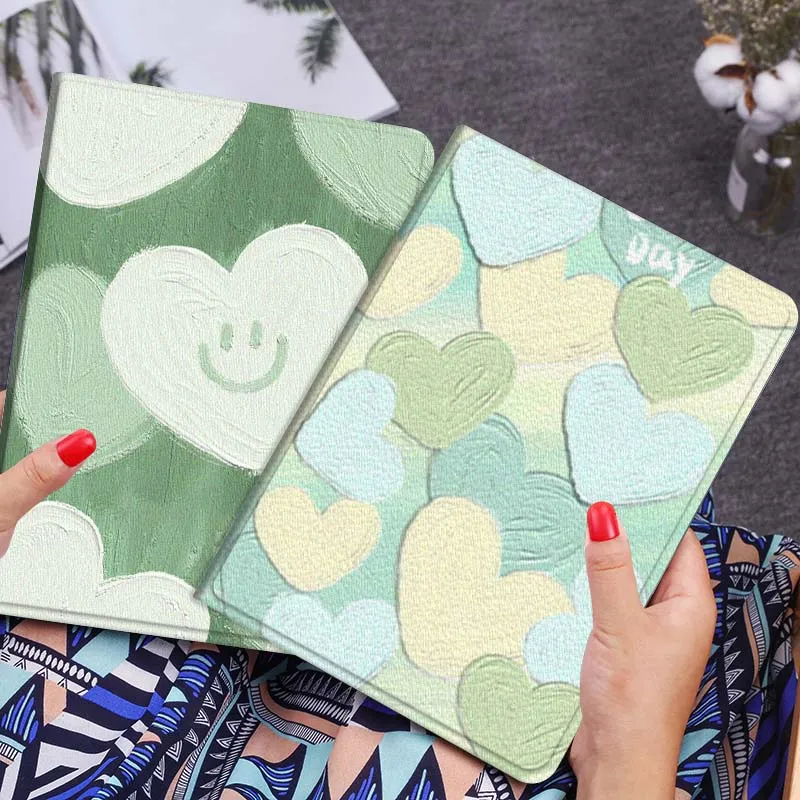 

Green Love Heart Gift For Xiaomi Redmi Mi Poco Pad 2 5 6s 7 7s Ultra Pro Max 14 12.4 12.1 inch Soft Tablet Case