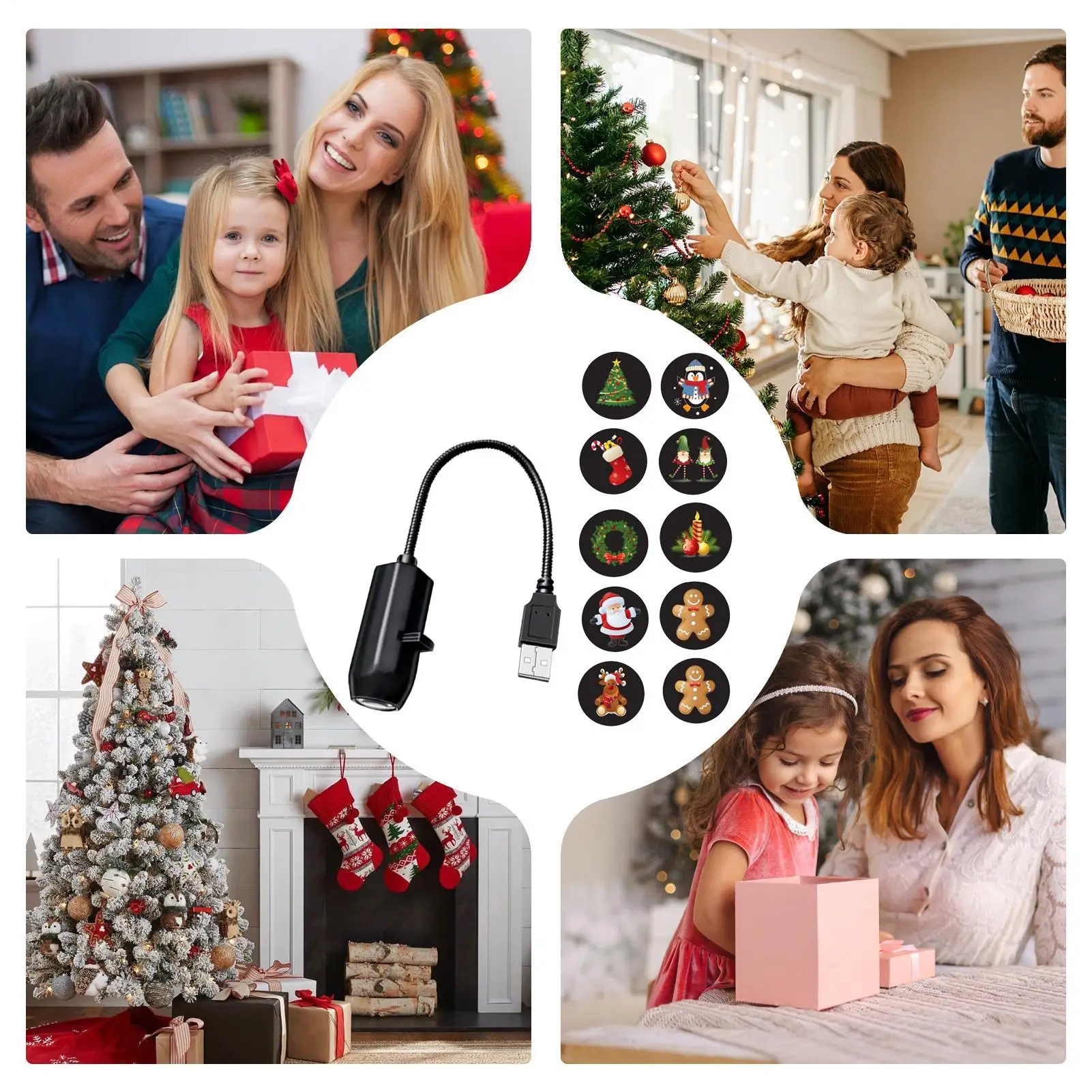 크리스마스 LED 프로젝터 조명 ​​추수감사절 사무실을 위한 10가지 패턴의 홈 장식이 있는 USB 방수 파티 조명 프로젝션