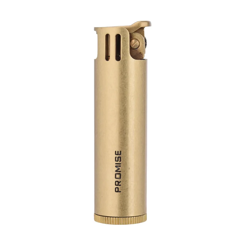 Honest Brass Fuel Gasoline Lighter Cylindrical Press Ignition Cigarette Lighter