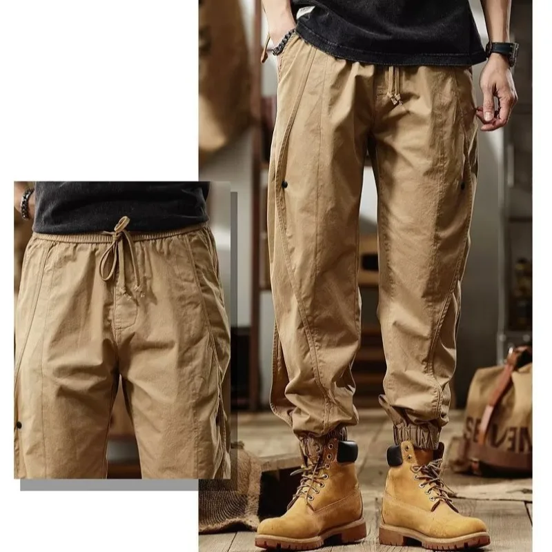 

TRSYPHXM 2025 new Work pants men's autumn American retro ankle pants men's wide leg outdoor heavyweight casual pants