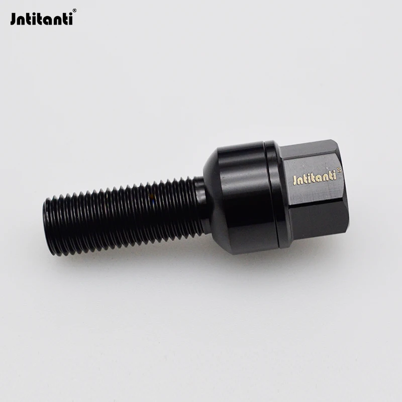 Jntitanti  Gr5 titanium wheel bolt screw M14x1.5x35 ball seat for Porsche Audi