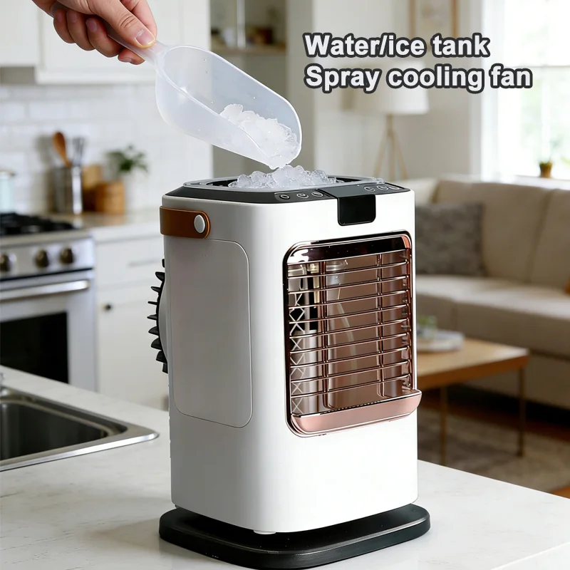 Portable Remote Control Air Cooler | Colorful Light, Dual Water Tank Ultrasonic Atomization, Strong Wind Silent Cooling Fan image 3