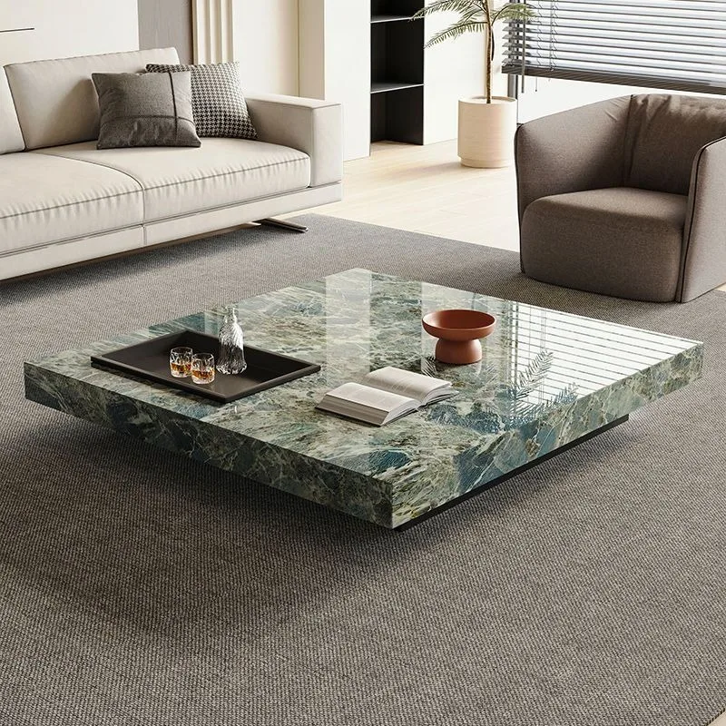 New Italian minimalist square rock slab coffee table, living room small apartment villa advanced modern light luxury