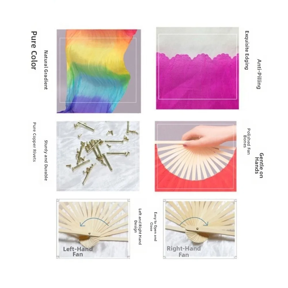 Gradient Color Belly Dancing Fan Multicolors 150cm Length Long Imitation Fan Dance Accessories Rayon Silk Fans For Kid Women