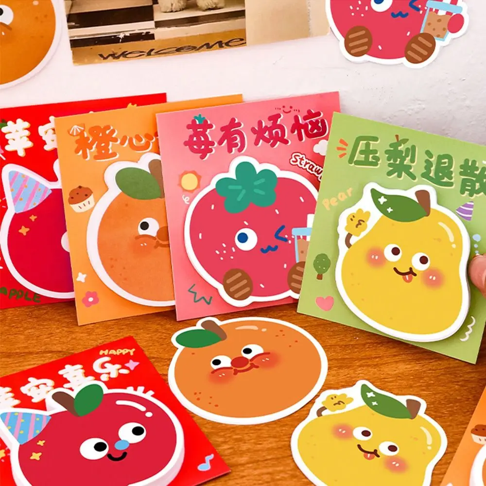 30Pcs/Set Paper Thickness Fruit Text Stickers Paper Strong Viscosity Notes Notepad Not Easily Damaged Sticky Notes Student