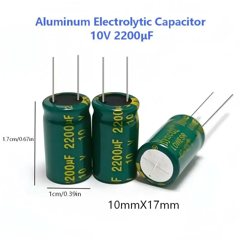 10PCS/Lot 10V 2200μF Aluminum Electrolytic Capacitor Original Low Esr/Impedance High Frequency Size 10mmX17mm 20%