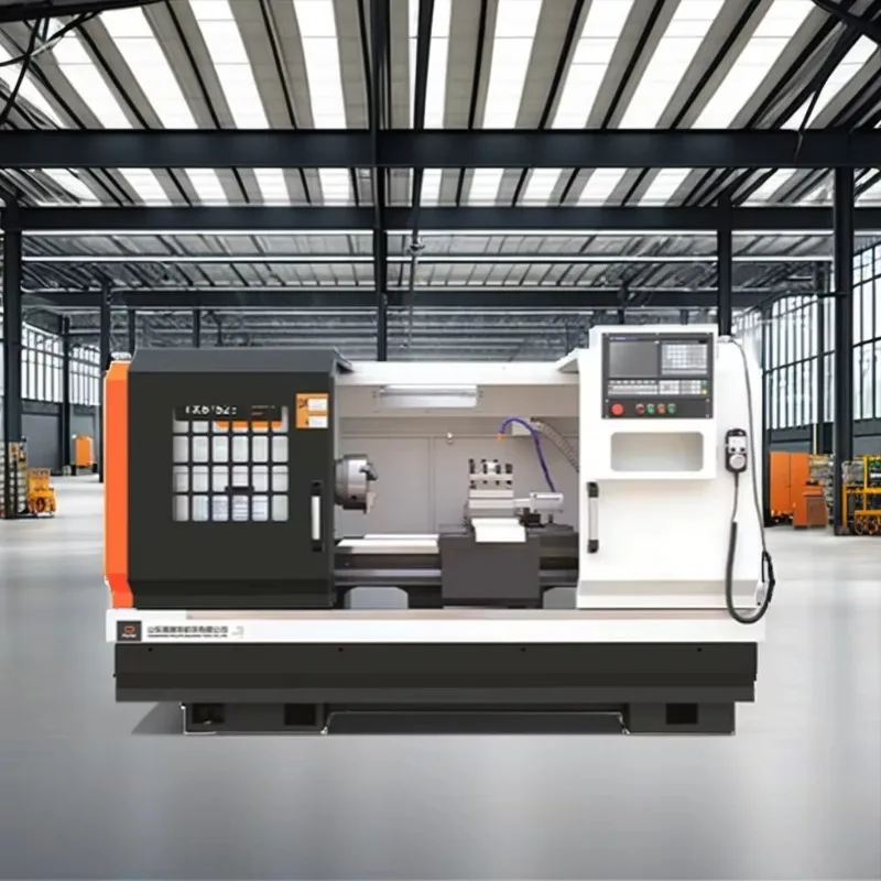 CK6150 Mini máquina de torno CNC de 2 eixos de alta precisão para usinagem de metal Máquina CNC Torno de cama plana Torno de metal CNC