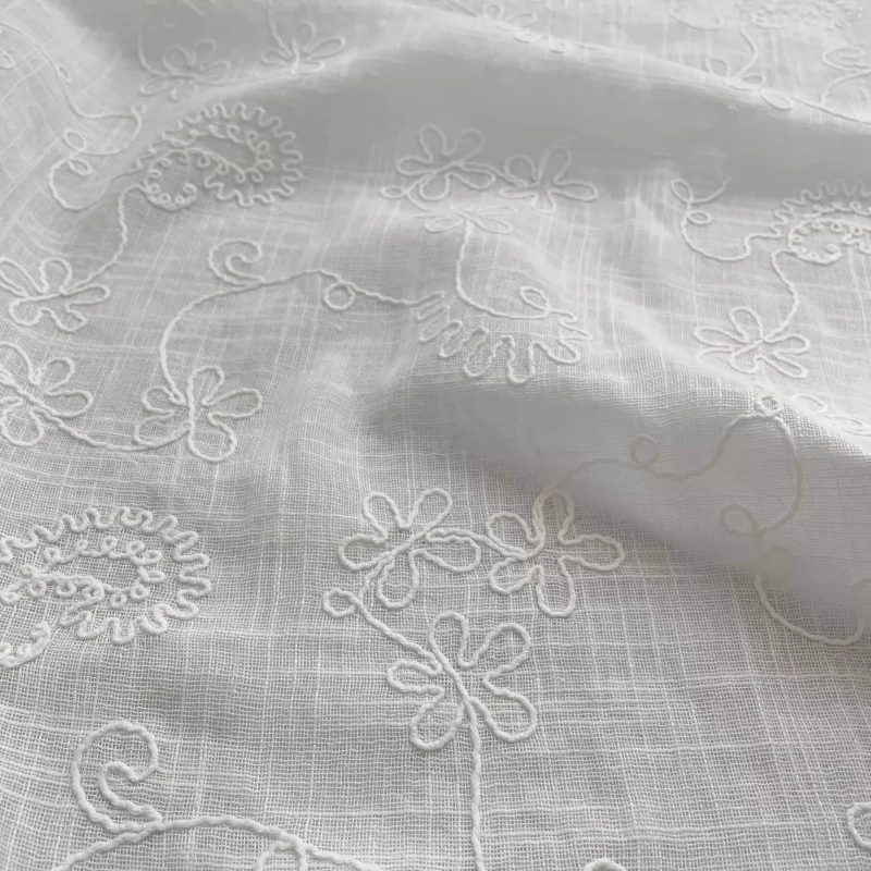 

Ins Style Linen Cotton Cloth DIY White Semi-permeable Embroidery Fabric