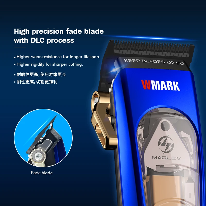 WMARK ماكينة حلاقة شعر لاسلكية ماكينة قص شعر قابلة للتعديل ماكينة حلاقة 10000 دورة في الدقيقة حلاقة كهربائية شفرة DLC ماكينة حلاقة للرجال NG-9004